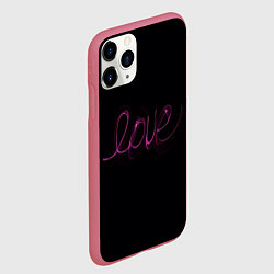 Чехол iPhone 11 Pro матовый Надпись любовь на черном фоне, цвет: 3D-малиновый — фото 2