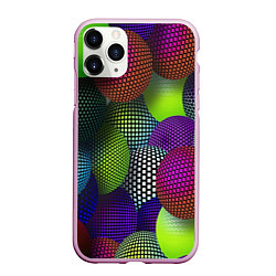 Чехол iPhone 11 Pro матовый Трехмерные разноцветные шары, цвет: 3D-розовый