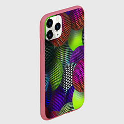 Чехол iPhone 11 Pro матовый Трехмерные разноцветные шары, цвет: 3D-малиновый — фото 2