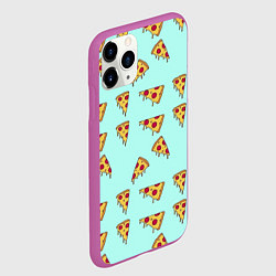 Чехол iPhone 11 Pro матовый Куски пиццы на голубом фоне, цвет: 3D-фиолетовый — фото 2