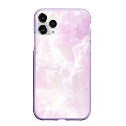 Чехол iPhone 11 Pro матовый Розовые облака на голубом небе, цвет: 3D-светло-сиреневый