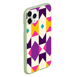 Чехол iPhone 11 Pro матовый Геометрический цветной орнамент, цвет: 3D-салатовый — фото 2