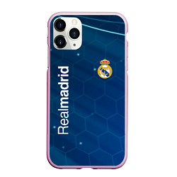 Чехол iPhone 11 Pro матовый Real madrid голубая абстракция, цвет: 3D-розовый