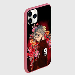 Чехол iPhone 11 Pro матовый Изана в цветах, цвет: 3D-малиновый — фото 2