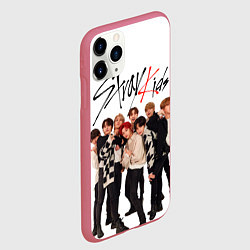 Чехол iPhone 11 Pro матовый Stray Kids white background, цвет: 3D-малиновый — фото 2