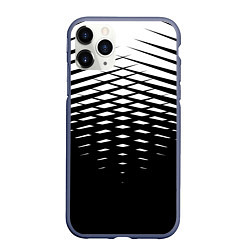 Чехол iPhone 11 Pro матовый Черно-белая симметричная сетка из треугольников, цвет: 3D-серый