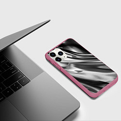 Чехол iPhone 11 Pro матовый Объёмный сатин - текстура, цвет: 3D-малиновый — фото 2
