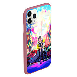 Чехол iPhone 11 Pro матовый Cyberpunk Edgerunners Люси и Дэвид, цвет: 3D-малиновый — фото 2