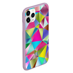 Чехол iPhone 11 Pro матовый Радужные трехмерные треугольники, цвет: 3D-сиреневый — фото 2