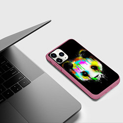 Чехол iPhone 11 Pro матовый Панда в краске, цвет: 3D-малиновый — фото 2