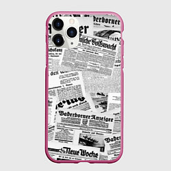 Чехол iPhone 11 Pro матовый Газетный коллаж, цвет: 3D-малиновый