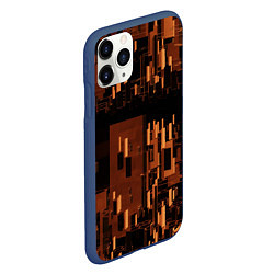 Чехол iPhone 11 Pro матовый Абстрактное множество оранжевых фигур во тьме, цвет: 3D-тёмно-синий — фото 2