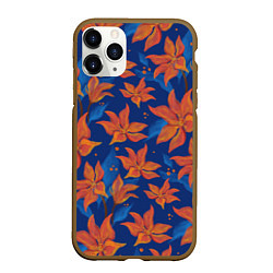 Чехол iPhone 11 Pro матовый Осенние абстрактные цветы, цвет: 3D-коричневый