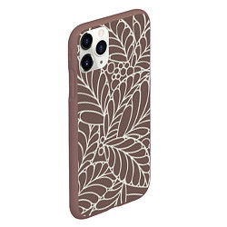 Чехол iPhone 11 Pro матовый Кофеиновый паттерн из листьев, цвет: 3D-коричневый — фото 2