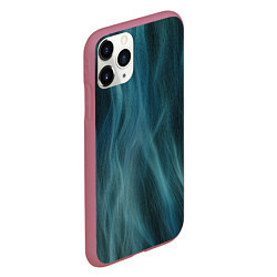 Чехол iPhone 11 Pro матовый Прерывистый абстрактный синий дым во тьме, цвет: 3D-малиновый — фото 2