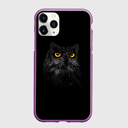 Чехол iPhone 11 Pro матовый Сова ночью, цвет: 3D-фиолетовый