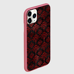 Чехол iPhone 11 Pro матовый Красные классические узоры на черном фоне, цвет: 3D-малиновый — фото 2