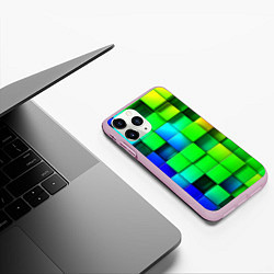 Чехол iPhone 11 Pro матовый Цветные неоновые кубы, цвет: 3D-розовый — фото 2