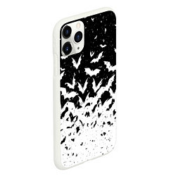 Чехол iPhone 11 Pro матовый Black and white bat pattern, цвет: 3D-белый — фото 2