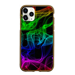 Чехол iPhone 11 Pro матовый Разноцветный неоновый дым, цвет: 3D-коричневый