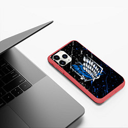 Чехол iPhone 11 Pro матовый Атака титанов брызги, цвет: 3D-красный — фото 2