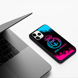 Чехол iPhone 11 Pro матовый Real Madrid - neon gradient, цвет: 3D-черный — фото 2