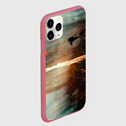 Чехол iPhone 11 Pro матовый Светло-синий абстрактный фон и брызки красок, цвет: 3D-малиновый — фото 2