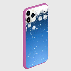 Чехол iPhone 11 Pro матовый Снежный узор на синем фоне, цвет: 3D-фиолетовый — фото 2