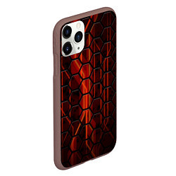 Чехол iPhone 11 Pro матовый Соты на красном фоне, цвет: 3D-коричневый — фото 2