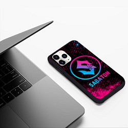 Чехол iPhone 11 Pro матовый Sabaton - neon gradient, цвет: 3D-черный — фото 2