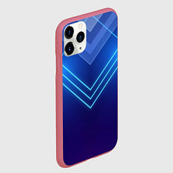 Чехол iPhone 11 Pro матовый Глубокий синий с неоновыми полосами, цвет: 3D-малиновый — фото 2