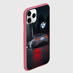 Чехол iPhone 11 Pro матовый Крутая бэха на ночной трассе, цвет: 3D-малиновый — фото 2