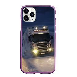 Чехол iPhone 11 Pro матовый Для фуры Scania нет преград, цвет: 3D-фиолетовый