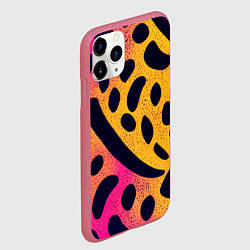 Чехол iPhone 11 Pro матовый Яркие пятнистые узоры, цвет: 3D-малиновый — фото 2