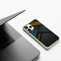 Чехол iPhone 11 Pro матовый Переплетение полос, цвет: 3D-салатовый — фото 2