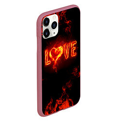 Чехол iPhone 11 Pro матовый Fire love, цвет: 3D-малиновый — фото 2