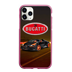 Чехол iPhone 11 Pro матовый Bugatti на ночной дороге