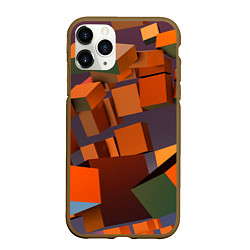 Чехол iPhone 11 Pro матовый Множество оранжевых кубов и фигур, цвет: 3D-коричневый