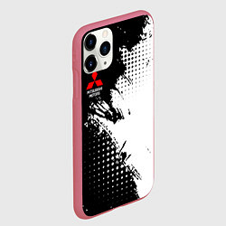 Чехол iPhone 11 Pro матовый Mitsubishi - черно-белая абстракция, цвет: 3D-малиновый — фото 2