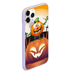 Чехол iPhone 11 Pro матовый Веселая тыква хэллоуин, цвет: 3D-светло-сиреневый — фото 2