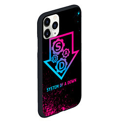 Чехол iPhone 11 Pro матовый System of a Down - neon gradient, цвет: 3D-черный — фото 2