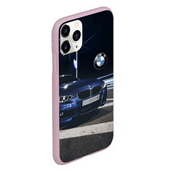 Чехол iPhone 11 Pro матовый BMW на ночной трассе, цвет: 3D-розовый — фото 2