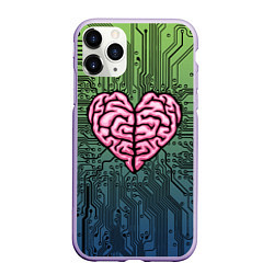 Чехол iPhone 11 Pro матовый Heart brain chip, цвет: 3D-светло-сиреневый