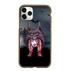 Чехол iPhone 11 Pro матовый Девушка в скальпеле волка, цвет: 3D-коричневый