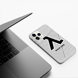 Чехол iPhone 11 Pro матовый Символ Half-Life на светлом фоне с полосами, цвет: 3D-белый — фото 2