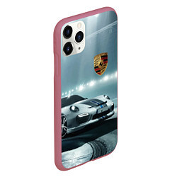 Чехол iPhone 11 Pro матовый Porsche - racing route - motorsport, цвет: 3D-малиновый — фото 2