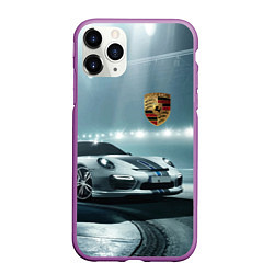 Чехол iPhone 11 Pro матовый Porsche - racing route - motorsport