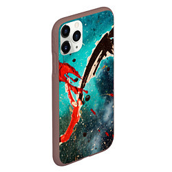 Чехол iPhone 11 Pro матовый Голубой туман и брызки красок, цвет: 3D-коричневый — фото 2