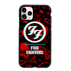 Чехол iPhone 11 Pro матовый Foo Fighters rock glitch, цвет: 3D-черный