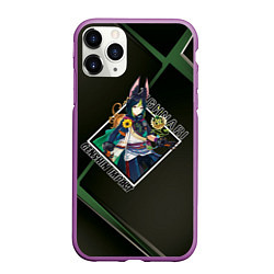 Чехол iPhone 11 Pro матовый Тигнари в ромбе, цвет: 3D-фиолетовый